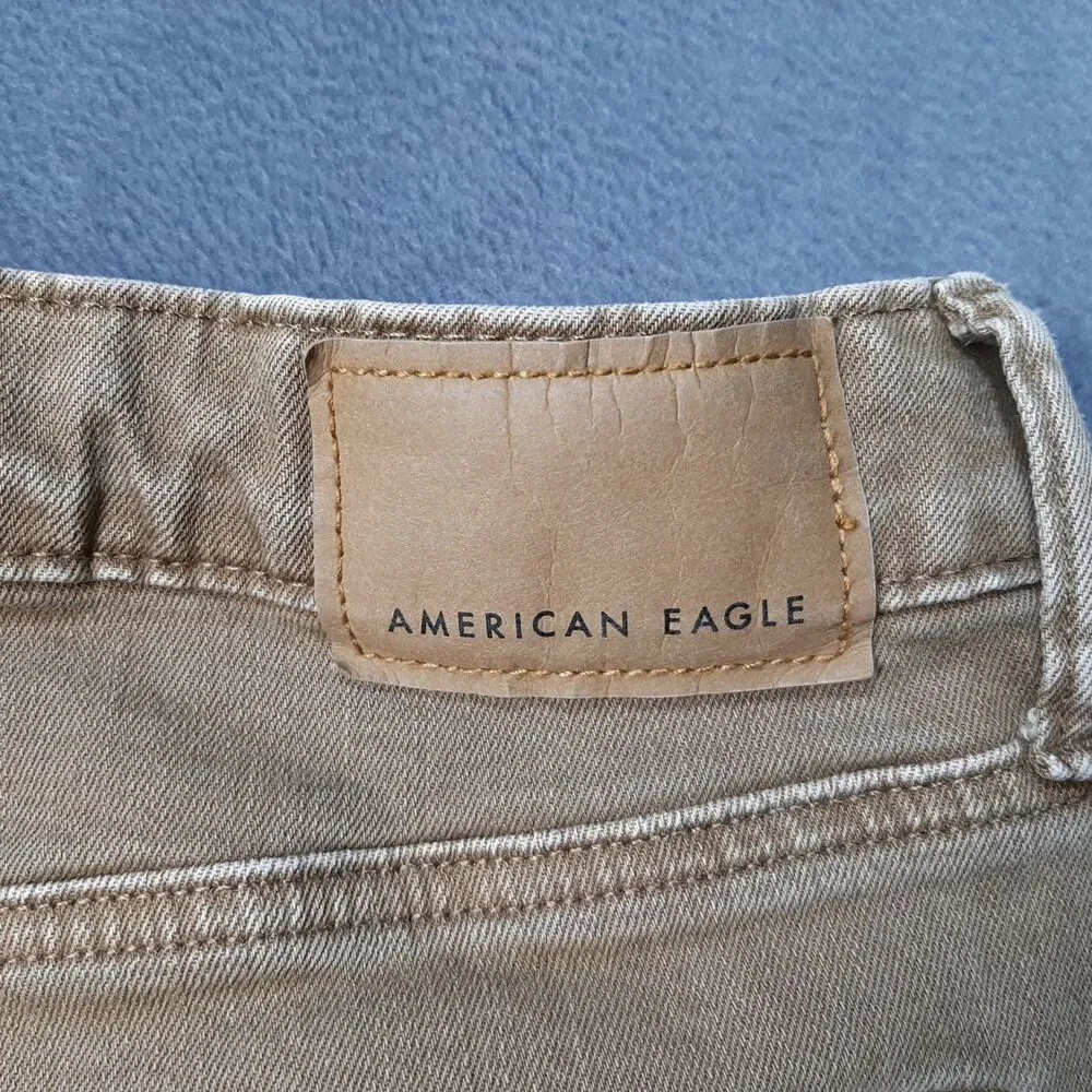 American Eagle Jeans Mens 32x30 Brown Tan Denim AirFlex Preppy Faded Whiskering